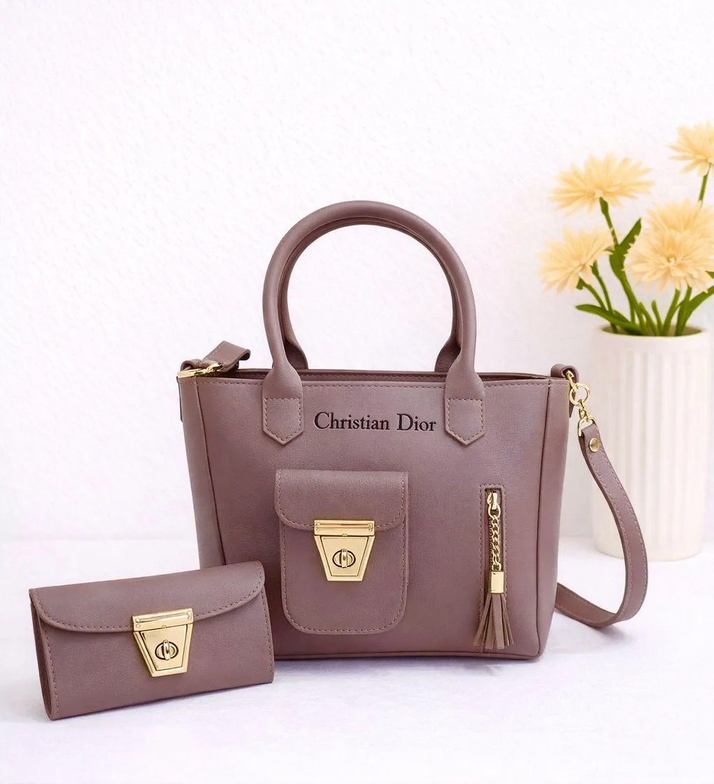 Girl's Leather Plain Hand Bag Set