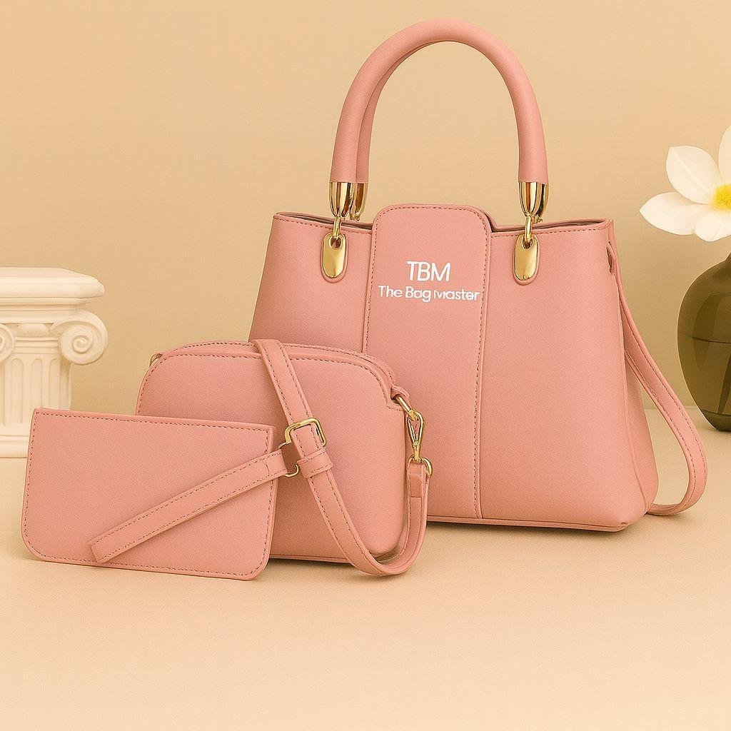 Women's Rexine Plain Hand Bag Set