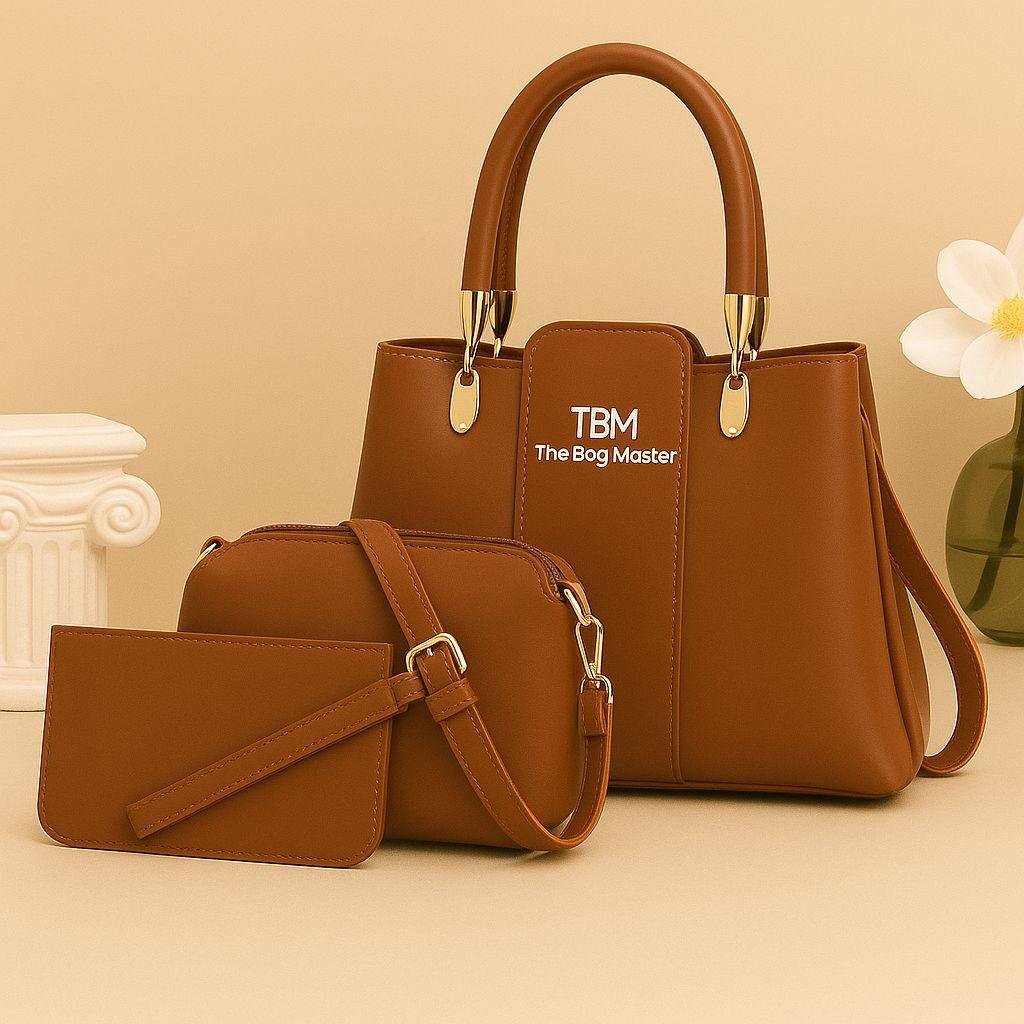Women's Rexine Plain Hand Bag Set